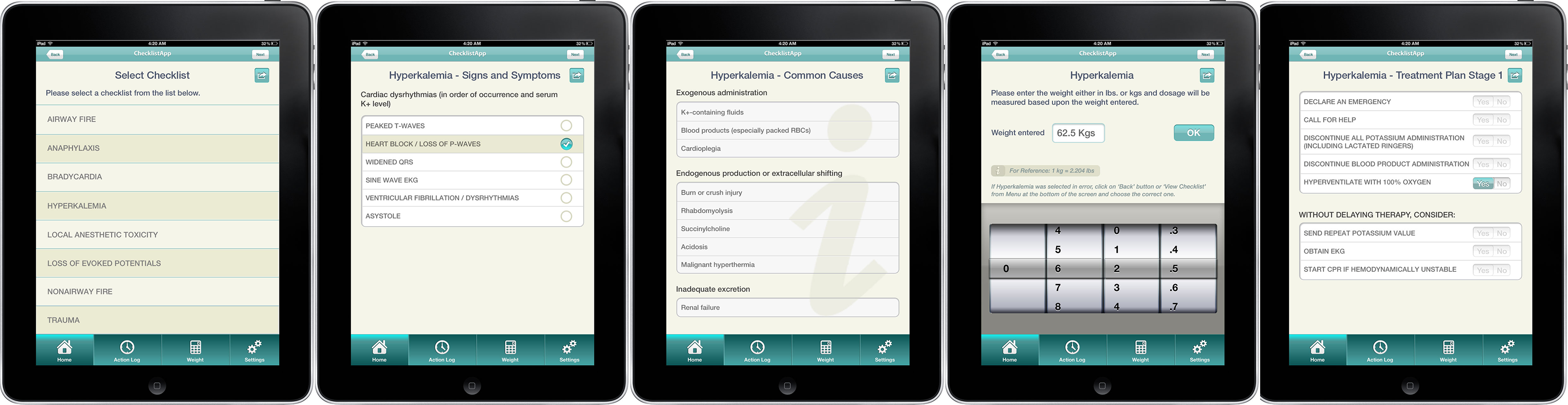 Pedi Crisis pediatric emergency decision support application showing crisis event selection screen