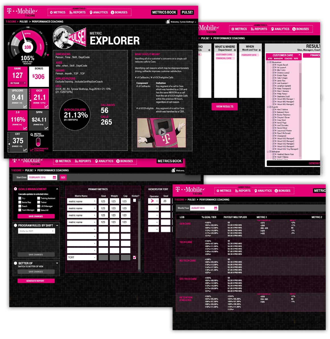 T-Mobile call center performance and coaching platform